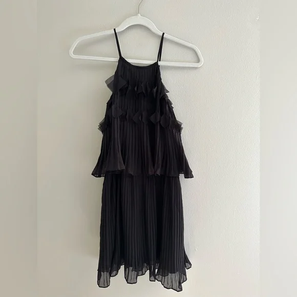 Ramy Brook Shauna Pleated Mini Black Dress Size XS - Picture 2 of 8